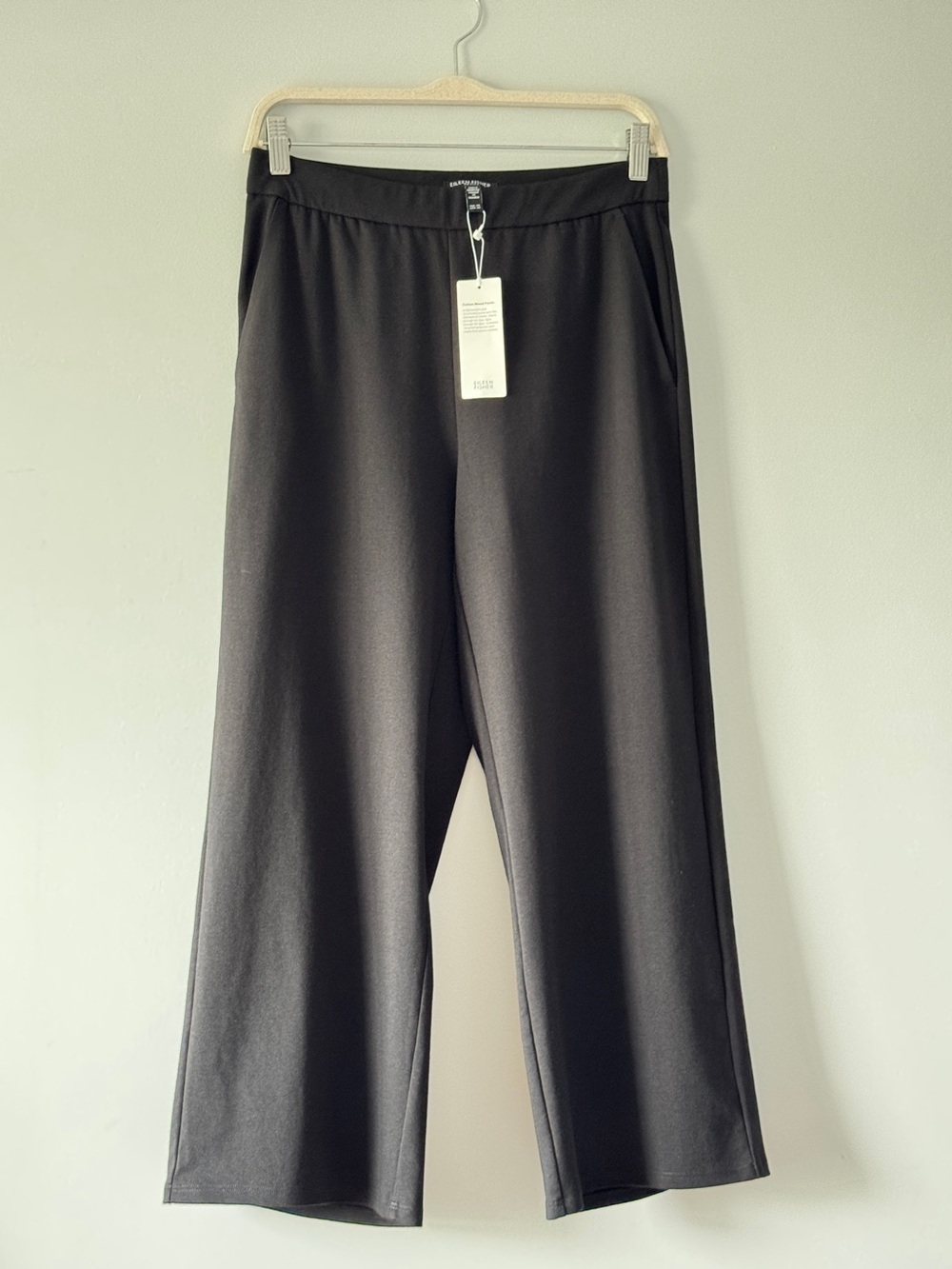 NWT Eileen Fisher Petite Black Cotton Blend Ponte Wide
Ankle Pant Size PS $178